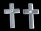 29mm Frosted White Plastic Cross with Swarovski Crystal Pendant or Charm